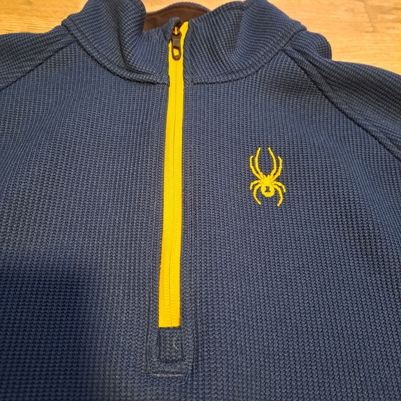 Spyder Men's Blue Black Polyester 1/4 Zip Pullover Mock Neck Sweater Size Medium - Picture 7 of 11